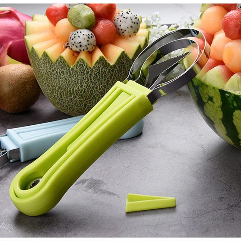 3 stk Vannmelonskivekutter Skje Fruktutskjæringskniv Kutter Fruktfat Fruktgraver Masseparator Kjøkken Hjem Gadgets Verktøy