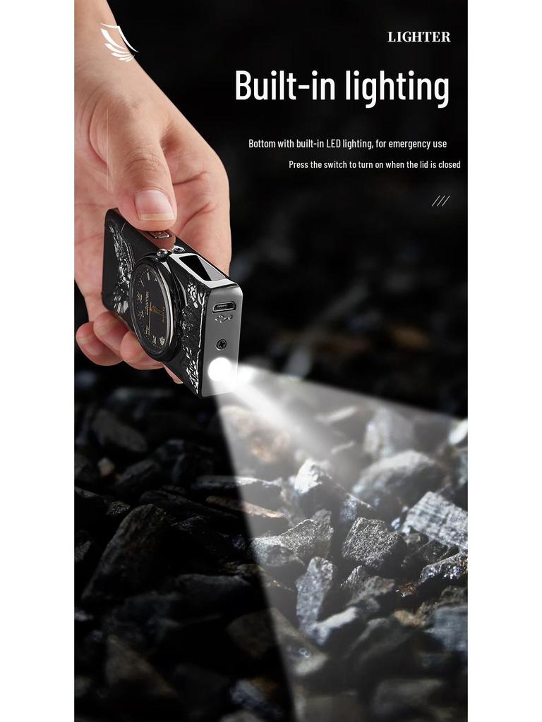 Eagle Design Dual Arc Lighter with Power Display & Lighting Strip - Ideal Gift for Boyfriend