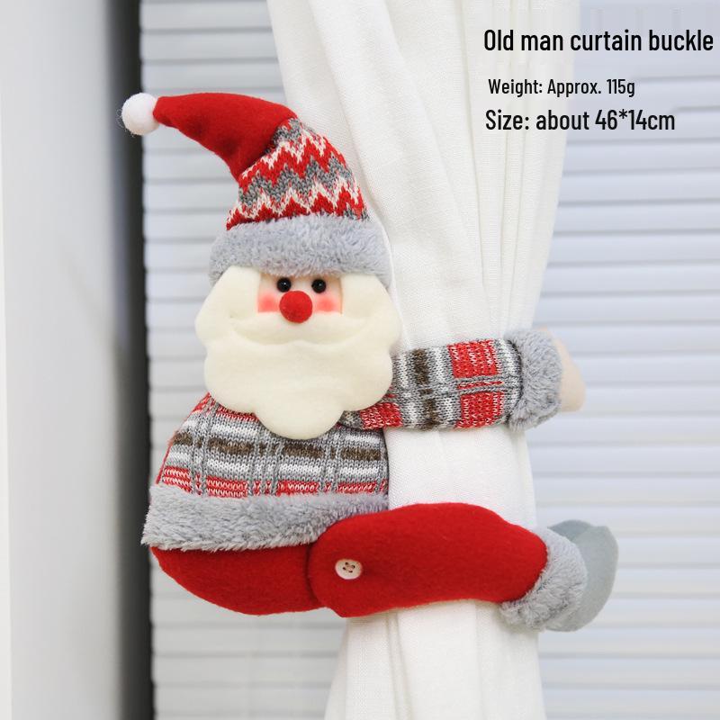 Knitted Santa Claus Curtain Holder Pendant for Christmas Decorations In Hotels