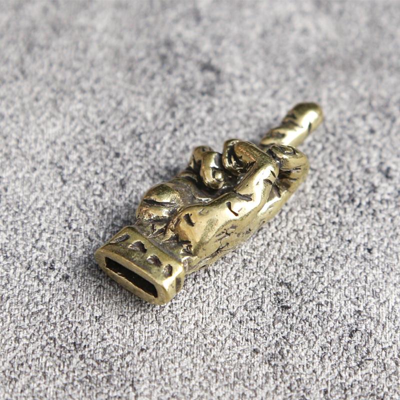 Brass Hand With Erect Middle Finger Up Paracord Beads DIY Umbrella Rope Bracelets Accessories Punk Retro Knife Lanyard Pendants