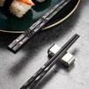 New 5 Pairs Black Silvery Alloy Chopsticks Non Moldy High-end Chopsticks Household Tableware for Easter, Ramadan, Christmas