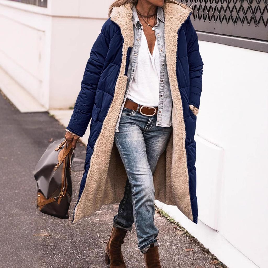 New Women's Cotton Clothes Hooded Double-sided Wear Long Coat Coat