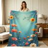 All-Season Soft Flannel Blanket with Colorful Wild Flower Print Warm Cozy Throw Blanket for Couch Bed Living Room Office Home Decor