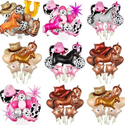 Western Cowboy Party Dekorativer Ballon Stiefel Hut Explodierender Stern Geburtstagsfeier Arrangement Dekoratives Ballon-Set
