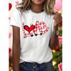 Plus Size - Plus Size - Plus Size, Women'S Plus Size Short Sleeve T-Shirt - Love Letter & Heart Arrow Print Blouse-Compatible Top Comfortable Round