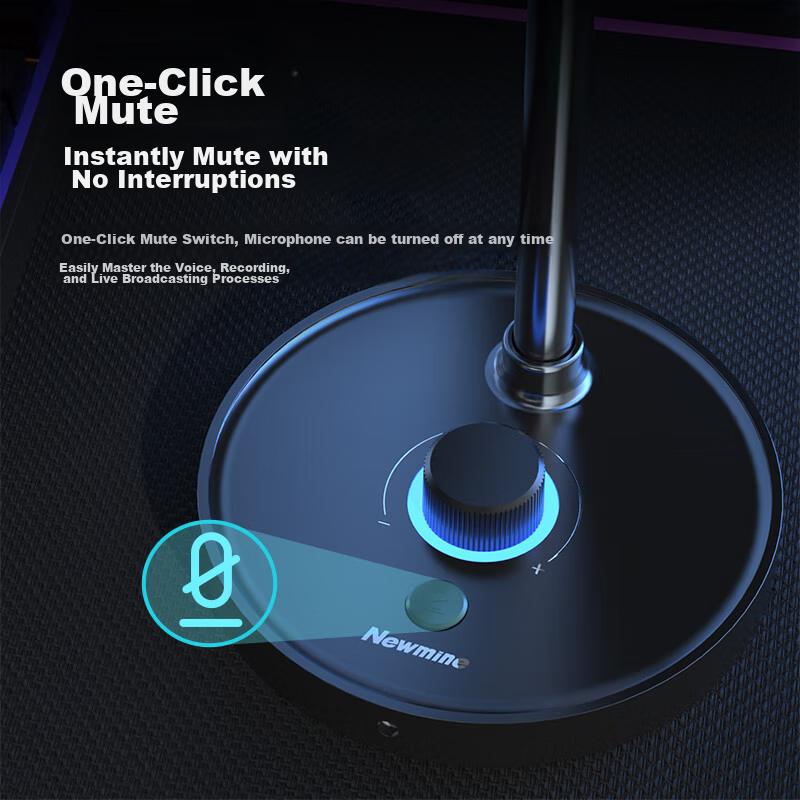 Newmine 2.4G Wireless Version, Computer Microphone, Wireless Desktop Microphone, for Voice Chat with Noise Reduction, Black