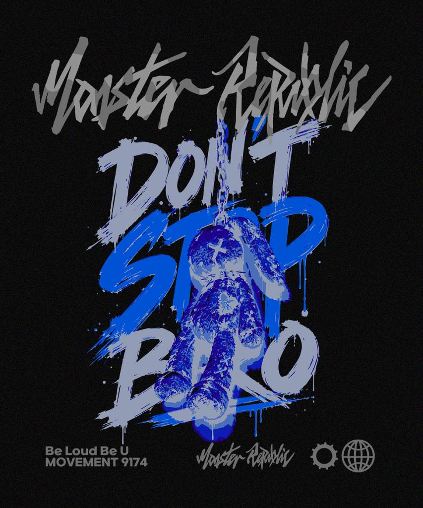 MONSTER REPUBLIC Rabbit Don'T Stop Bro Blue T-Shirt Black_9174