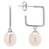 Korean Style Elegant Sterling Silver Pearl Geometric Dangle Earrings