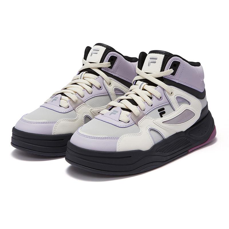 FILA Fusion Bank II Mid Versatile High-Top Skate Shoes Women sneaker Gray Purple T12W442912FVI