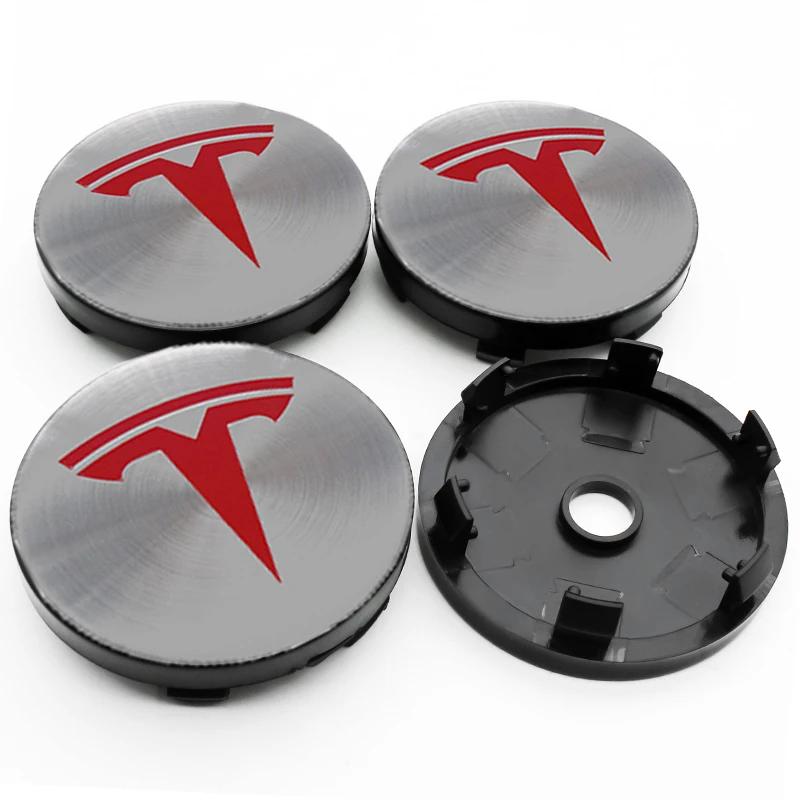 ALL1 4 Stück 56 60mm Auto Radnaben Kappe Reifenkappe 60mm Felgenabdeckung Aufkleber Abzeichen Emblem Zubehör Für Tesla Model 3 Model S X Model Y