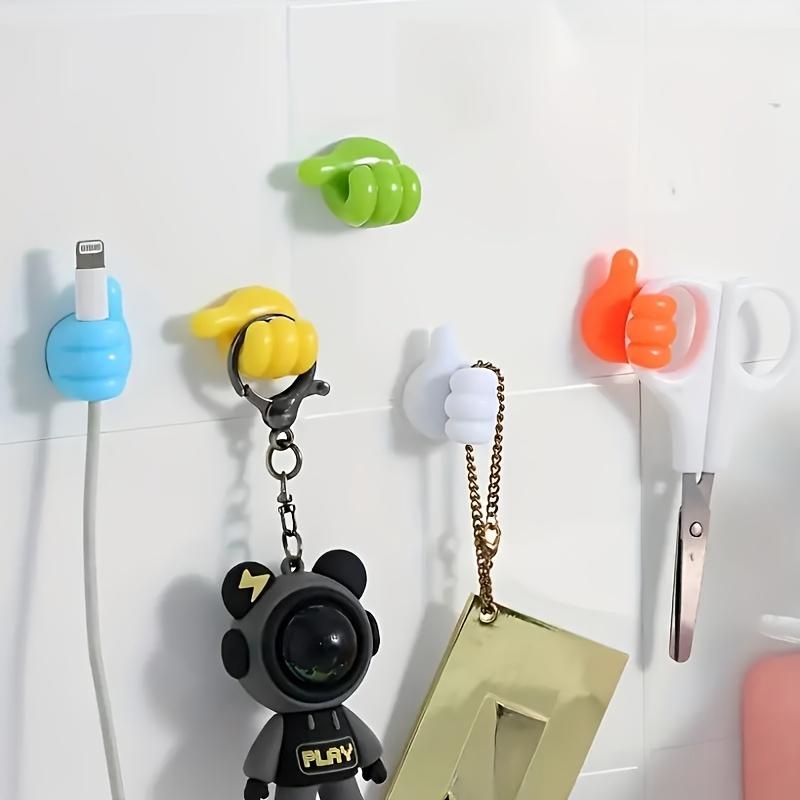 10pcs/5pcs Thumb Shaped Cable Organizer Clips Adhesive Hooks Home Kitchen Bedroom Plastic Charging Cable Clamp Small Accessories
