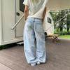 American design wing print wide-leg jeans men and women loose casual versatile trend long pants