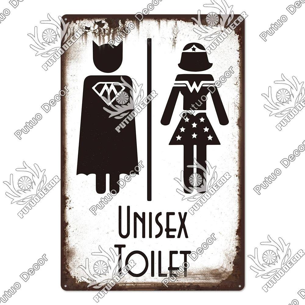 Retro Metal Tin Sign Toilet Bathroom Wall Decor