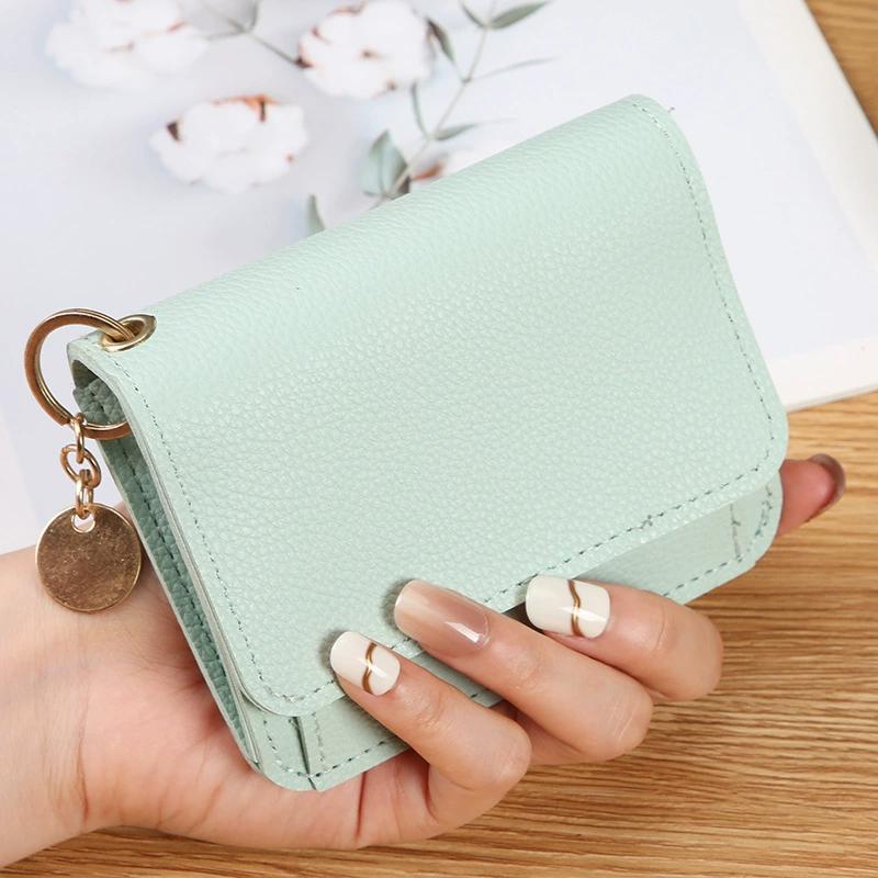 Nová dámská peněženka v korejském stylu, jednobarevná jednoduchá peněženka na mince, přenosná taška na kreditní karty