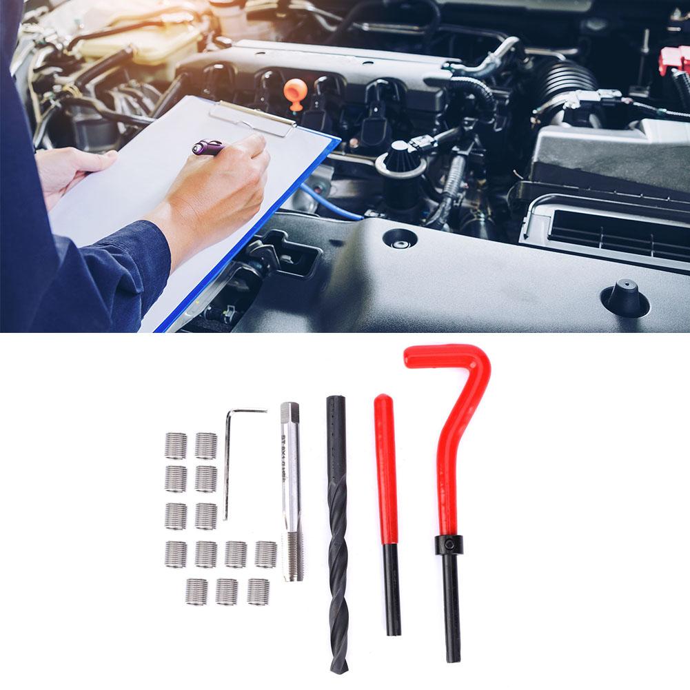 20 Pcs Thread Repair Kit M8x1 Stainless Steel Rethreading Tap Set for Female Thread Repairing Insert Sleeve
