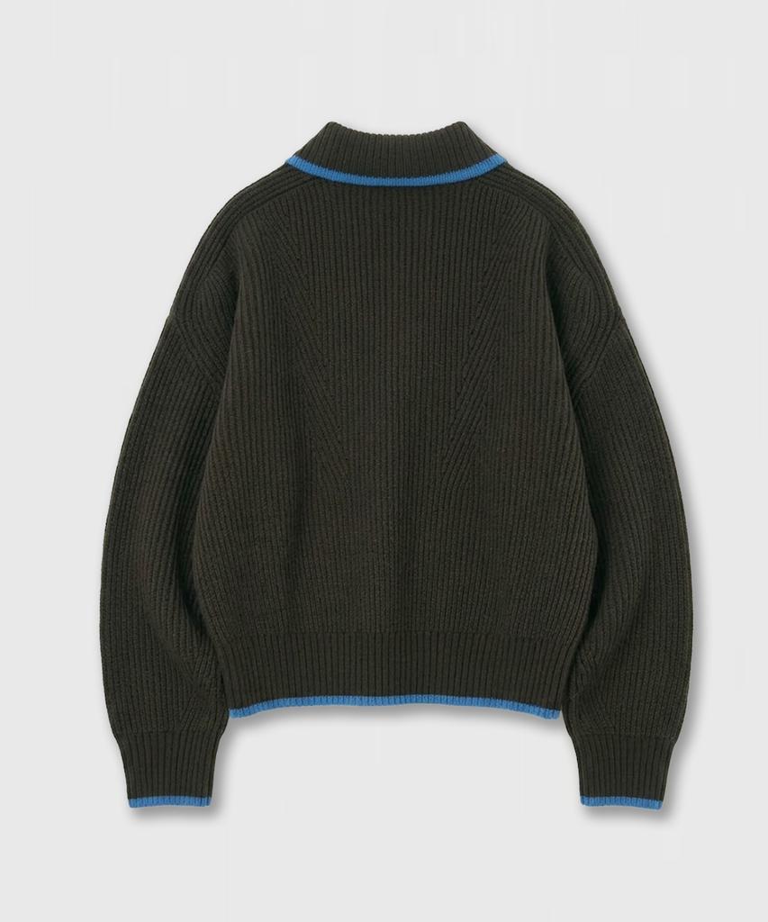 LMOOD Peekaboo Zip-Up Collared Knit ( 2 Colors )