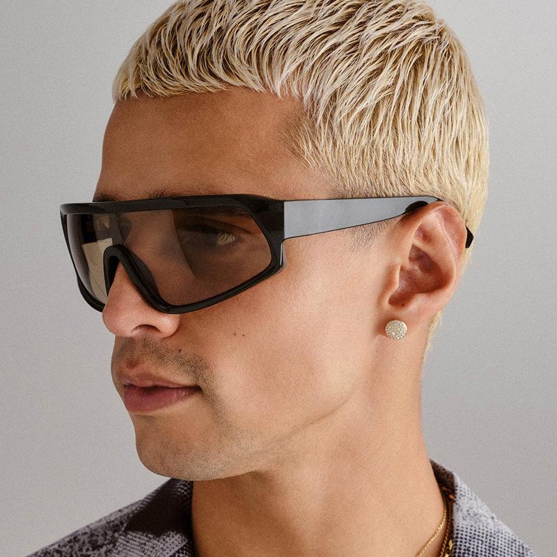 2pcs Fashion New Sports Sunglasses Women Punk Style Outdoor Cycling Eyeglasses One Piece Personalized Square Glasses Unisex