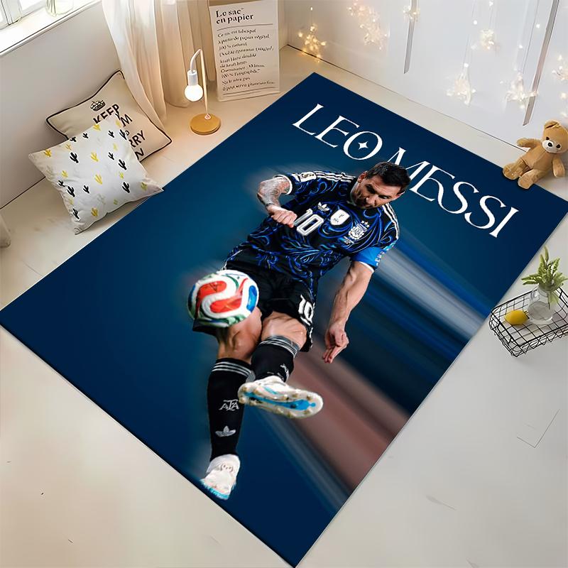 Blue Football Player Action Design Rug Non-slip rug suitable for living room and bedroom sofas sofas
