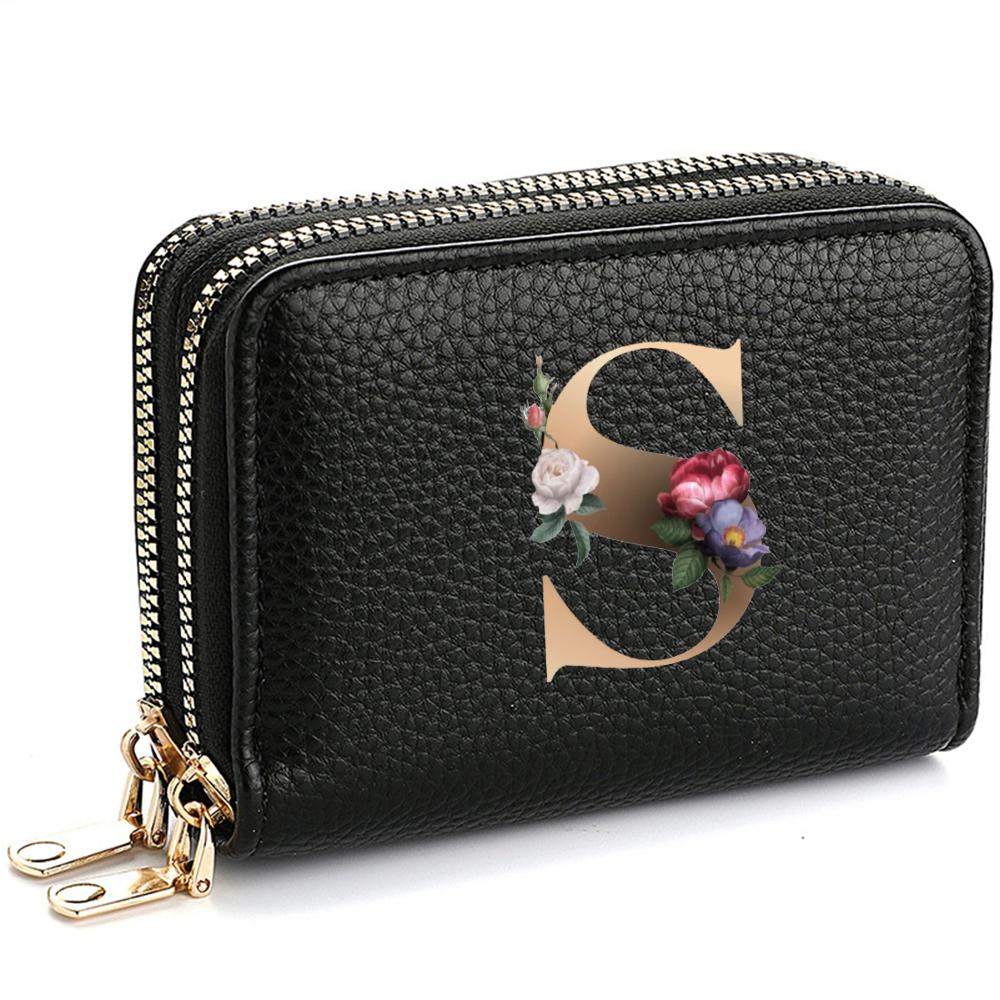Portafoglio Portatessere da Donna, alla Moda, con Doppia Cerniera, Stampa di Lettere, Multi-Scomparto per Carte di Credito e Monete da Donna