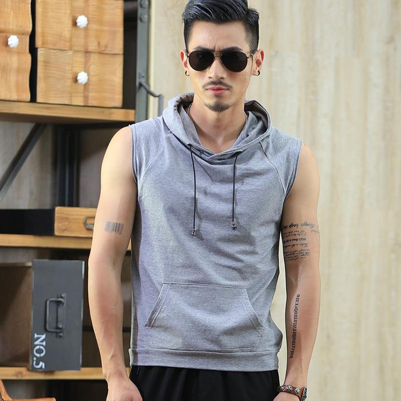 

Hong Kong Style Men s Sleeveless Hoodie T-Shirt - Loose Korean Fashion Summer Vest 3XL