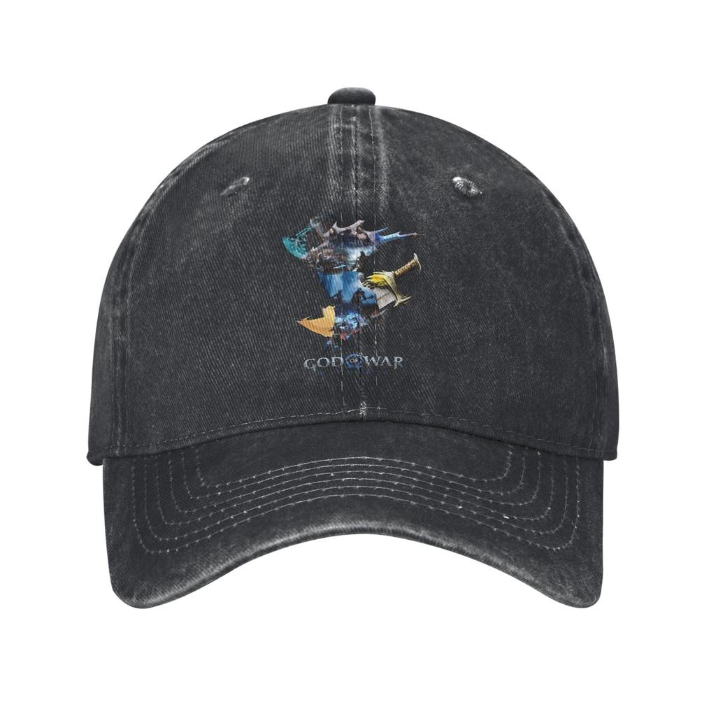 Kratos Warrior God of War Baseball Cap Casual Distressed Denim Sun Cap for Men Women Outdoor Activities Adjustable Caps Hat