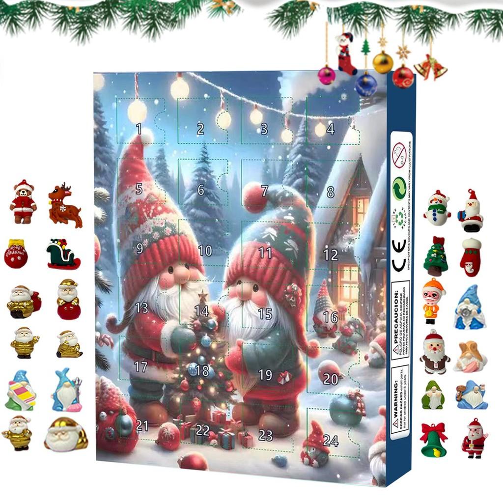 2024 Julnisse Adventskalender Färgglada Pvc-leksaker för Högtidskul Och Glada Överraskningar