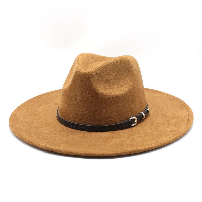 Traditional Ethnic Style Fedora Hat With Suede Fabric And Wide Brim For Winter Wear