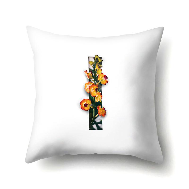 Polyester Pillowcase Flower Decoration Home 26 English Letter Printing Pillowcase Car Cushion Cover