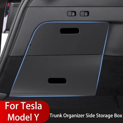 Für Tesla Hinten 2024 Model Y Kofferraum Organizer Seiten Aufbewahrungsbox Magnetischer Wasserdichter Aufbewahrungsbehälter Model Y Zubehör