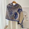 Luksusmerke Cashmere Kvinner Blomstret Skjerf Vinter Varmt Sjal og Wrap Bandana Pashmina Kvinne Foulard Firkantet Tykk Teppe Poncho