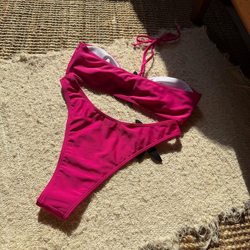 2 st/set 2025 Mode Sexig Baddräkt Dam Bikiniset Triangel Badkläder Snörning Strandkläder Trosa Monokini