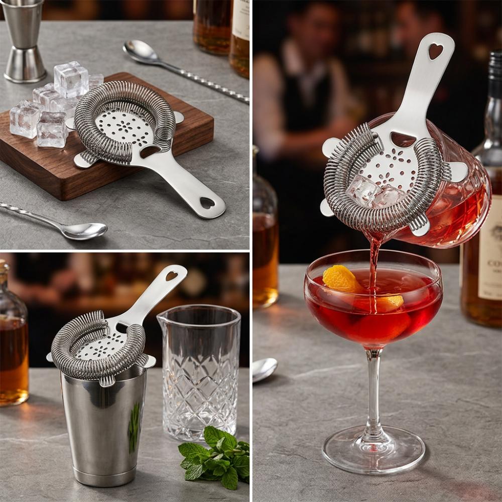 Mirror Polished Bar Strainer Stainless Steel Bartender Ice Filter Cocktail Strainer  Bar