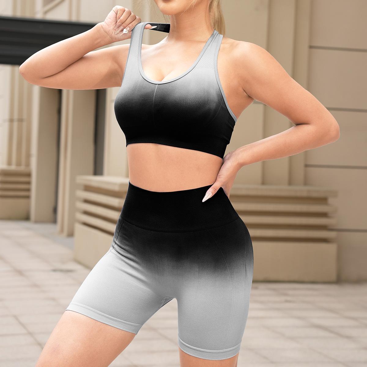 

Женский градиентный набор для йоги: Быстросохнущий спортивный бюстгальтер-борцовка и брюки с эффектом лифтинга бедер Large