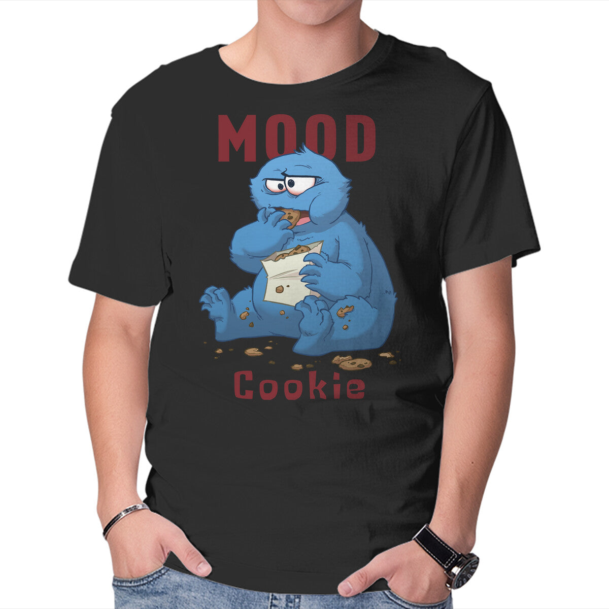 Unisex Crew Neck T-Shirt Cookie Mood Graphic Short Sleeve Casual Tee XS