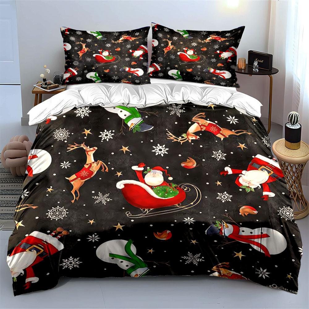 Festive Patchwork Pine Design Bedding Duvet Cover Set Duvet Cover Pillowcases (1*Duvet Cover 2*Pillowcases, without duvet insert)