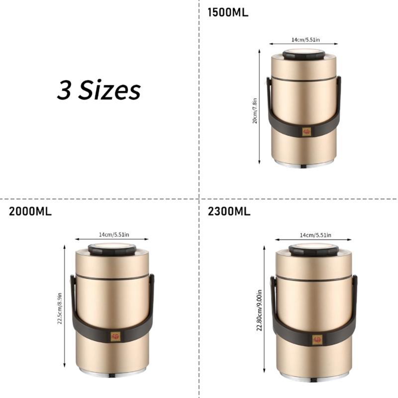 Thermal Insulated Wide Mouthes Soup Jar 3 Layer Stackable Bentos Box Leak Proof 12H Heat Retention Lunch Container