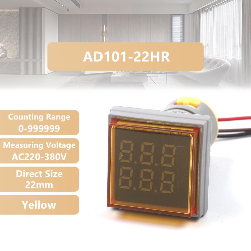 

22ММ Світлодіодний Круглий/Квадратний Цифровий Лічильник Метр 6 Розрядів 0-999999 AC 220В-380В Електронний Сигнал Підсумовувач Панельний Лічильник
