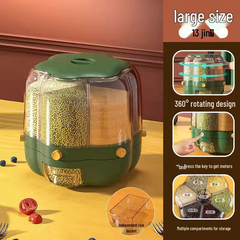 Japanese-Style Rotating Rice Storage Box - Large Capacity, Insect & Moisture-Proof Grain Container