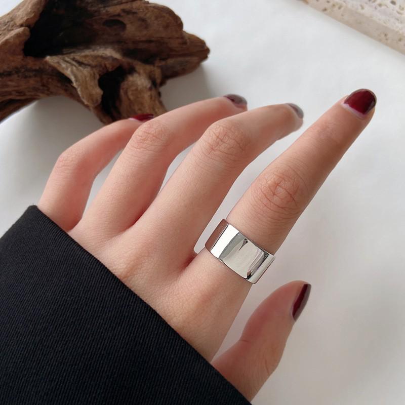 Korean Retro Geometric 925 Silver Plated Open Ring for Women