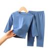 Children's Soft Solid Color Pajama Set for Autumn/Winter - Girls' and Boys' Homewear