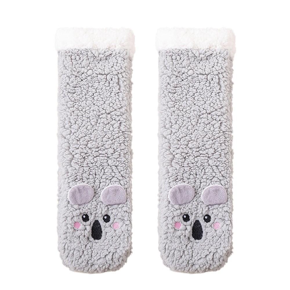 

1pair Fashion Funny Fluffy Coral Fleece Socks Thickened Cartoon Thicken Floor Socks 3D Dog Ears Soft Funny Socks Winter One Size
