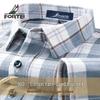 Futing Men's 100% Cotton Brushed Plaid Long-Sleeve Shirt