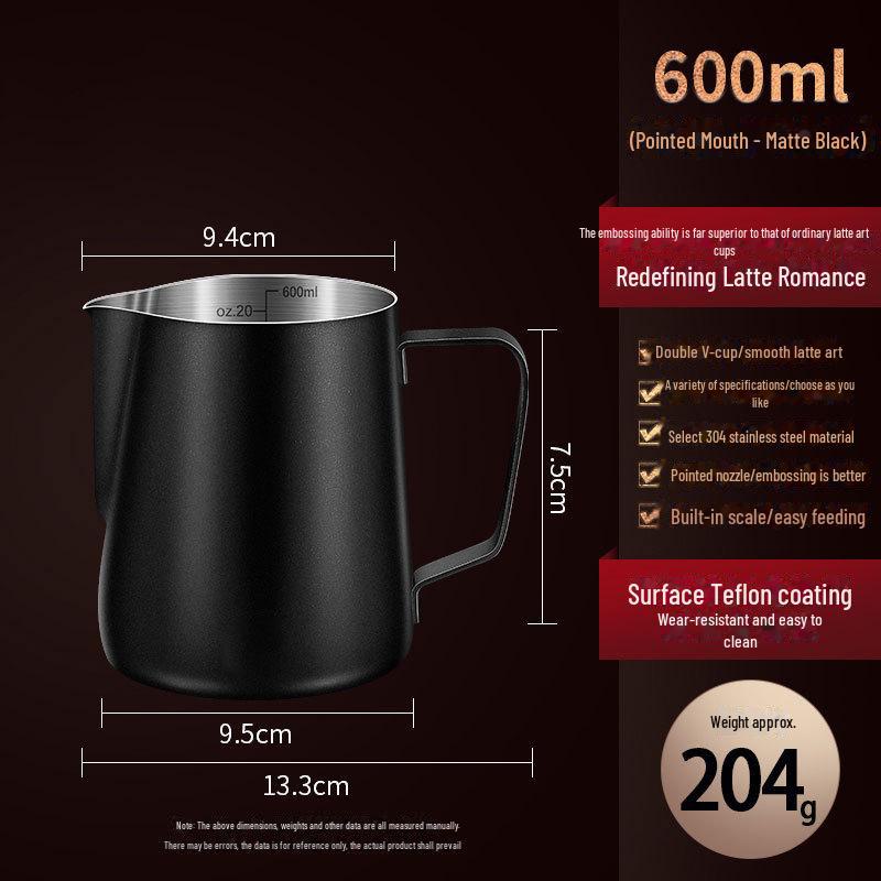 304 Stainless Steel Milk Frothing Pitcher with Spout - Thickened for Professional Latte Art