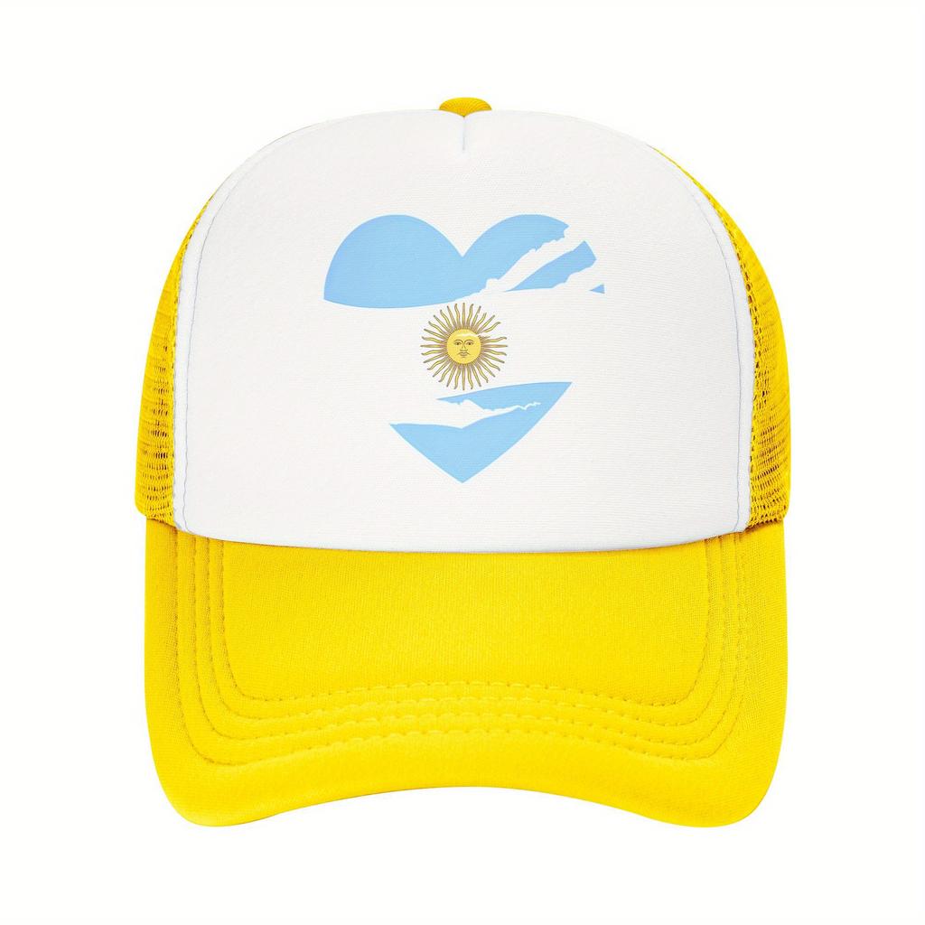 Argentina Heart Flag Sun Trucker Hat Lightweight Mesh Baseball Cap Adjustable Unisex Casual