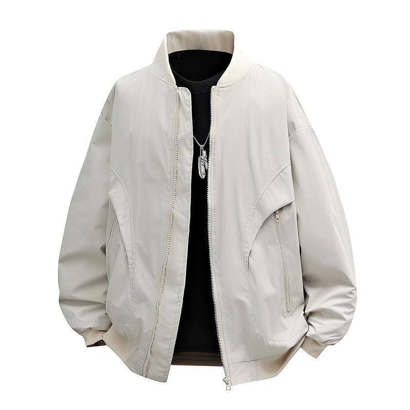

Американская куртка-бомбер на молнии, свободная и универсальная, для весны и осени XXXL белый