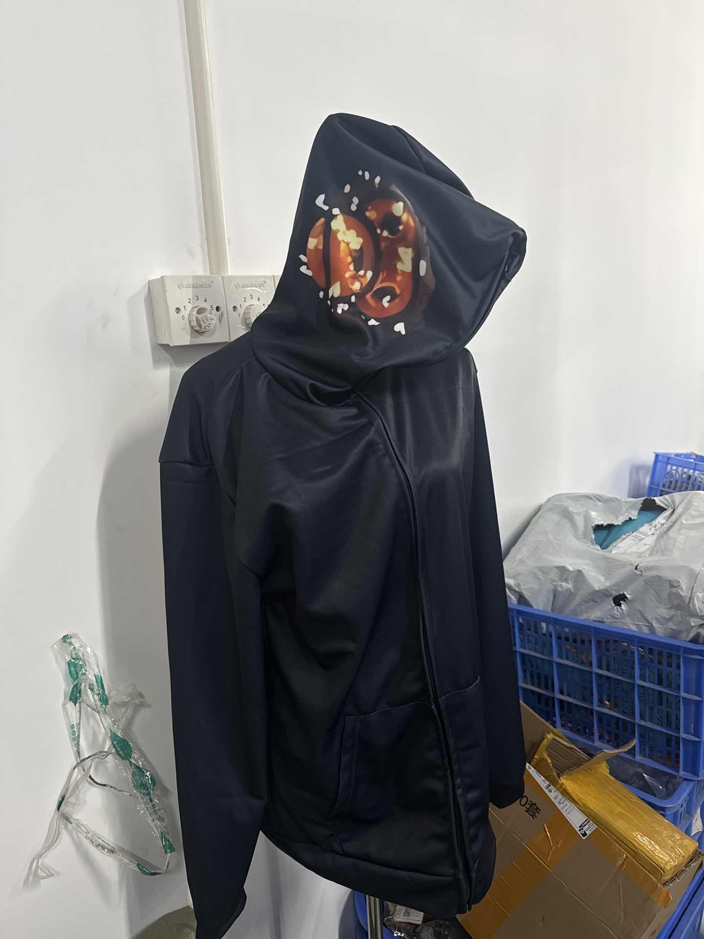 Спортивный кардиган на молнии с принтом, худи S чёрный