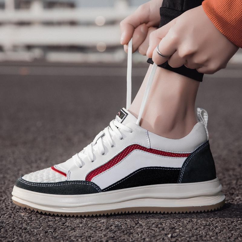 ModăPiele Naturală Adidași de Bărbați Modă Nouă Bărbați Timp Liber Mers Încălțăminte Talpă Groasă Pantofi Casual Bărbați Anti-Alunecare Pantofi Skateboard