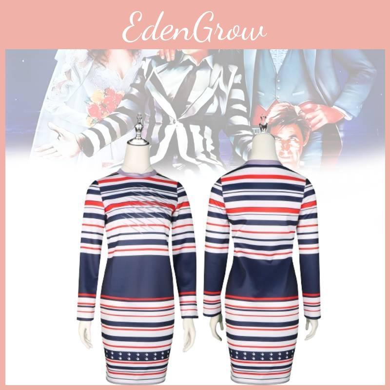 Beetlejuice Cosplay Costume Astrid Striped Dress For Halloween Role Play