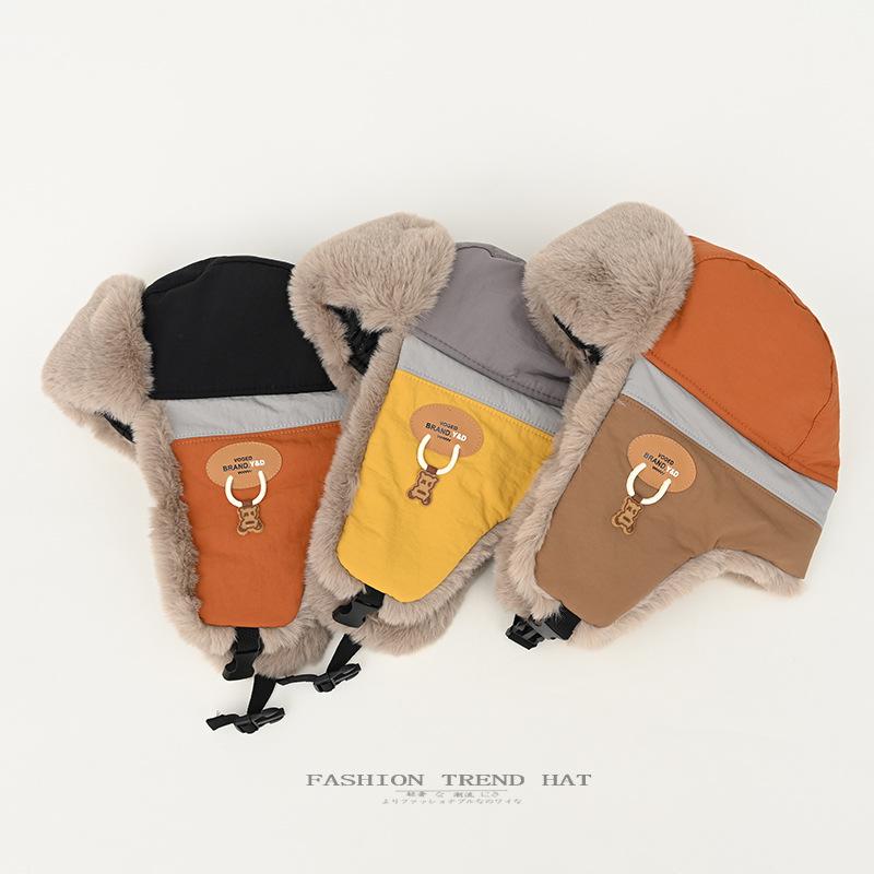 Color matching hats for men and women, cold-proof and velvet thickened cotton hats in winter, Korean version of trendy youth ear protection hats