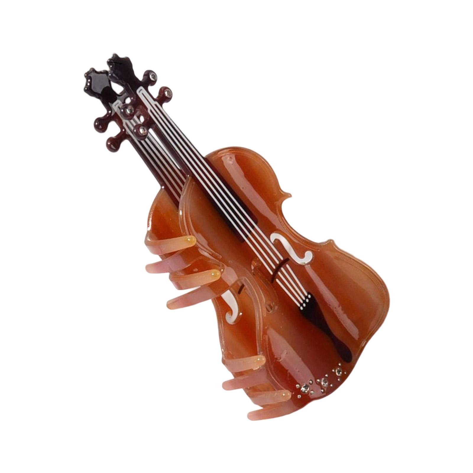 

Елегантна шпилька для волосся у вигляді скрипки з ацетатного матеріалу з текстурою дерева для жінок, дівчат для повсякденного використання та заходів на музичну тематику коричневий